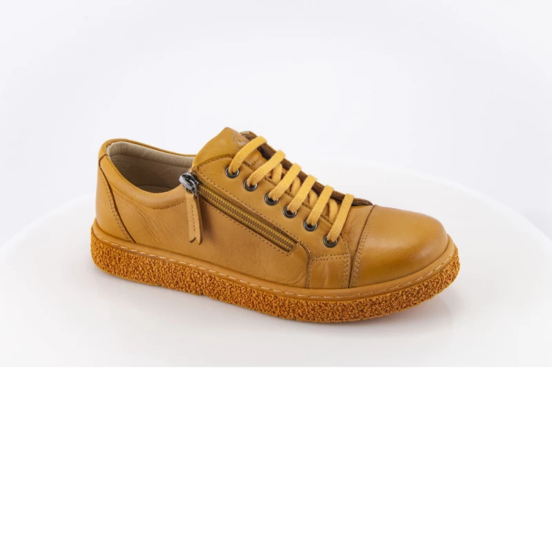 Safe Step 5014 - Γυναικείο Δερμάτινο Ανατομικό Sneaker με κορδόνια και φερμουάρ 